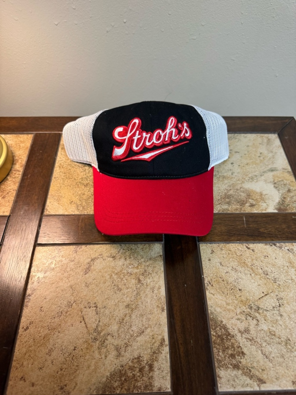 Stroh's Trucker Hat - Black, Red & White